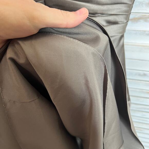 BILL LEVKOFF Women's 8 Bridesmaid Dress Gown Midi Length Satin Sleeveless Latte - Picture 13 of 16